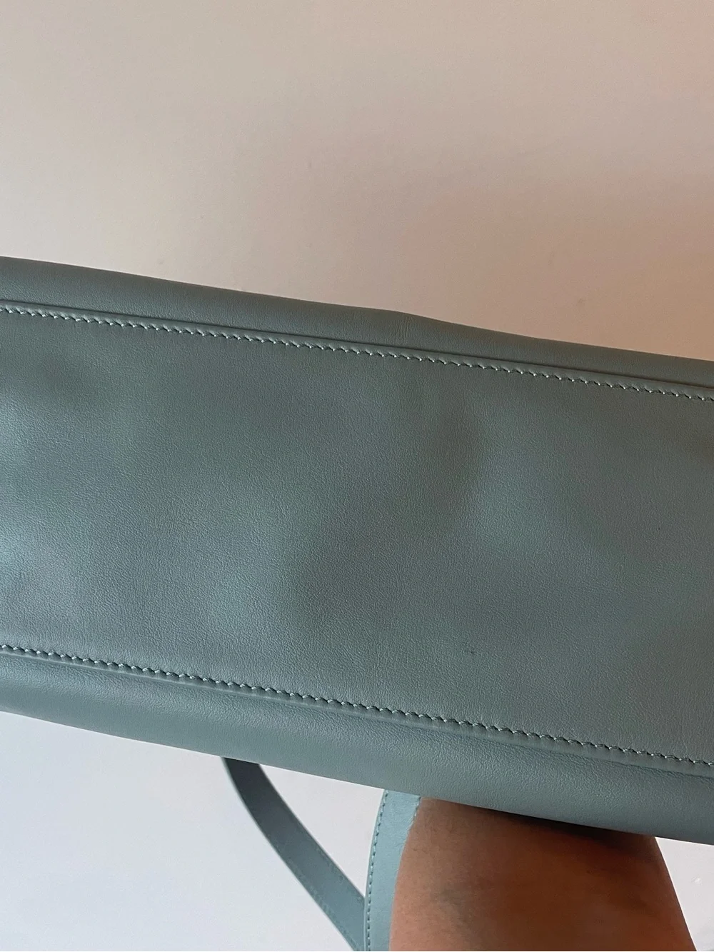 Quince Light Blue Leather Work Tote Bag